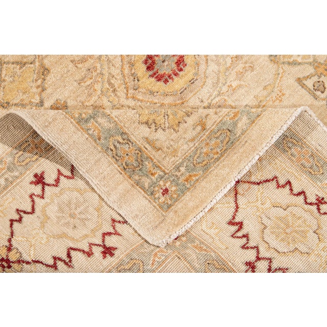 Beige 21st Century Modern Beige Peshawar Wool Rug With Floral Motif For Sale - Image 8 of 11