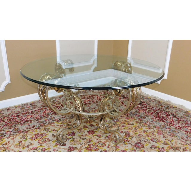 Silver Chrome Colored Metal Base Glass Top 42" Diameter ...