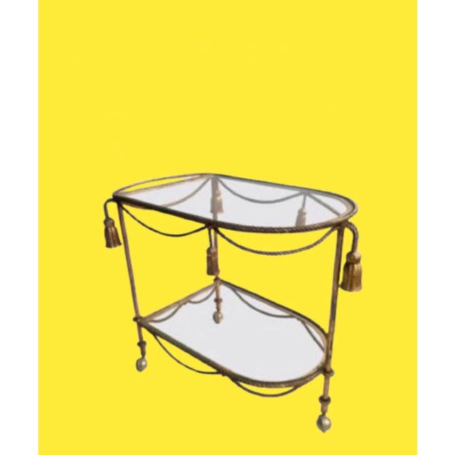 1960s Italian Hollywood Regency Gilded Tassels Bar or Tea Cart. For Sale In Miami - Image 6 of 6