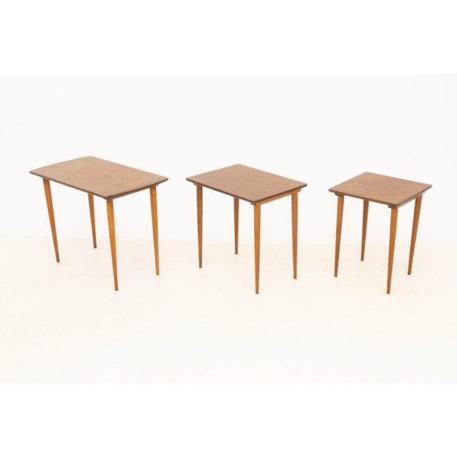 Mid 20th Century Modern Walnut Nesting Tables, 3 For Sale - Image 5 of 9