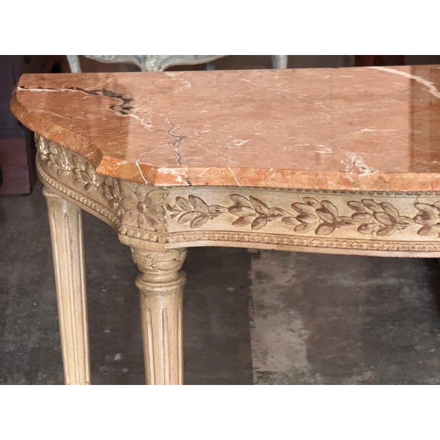 Wood Mid 20th Century Italian Louis XVI Style Console With Rouge Marble Top For Sale - Image 7 of 13