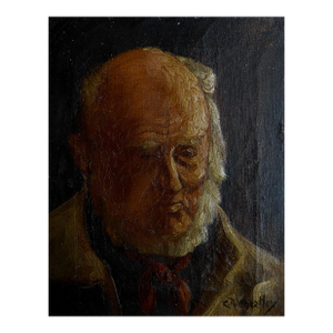 Early 20th Century Portrait Painting of Bearded Man