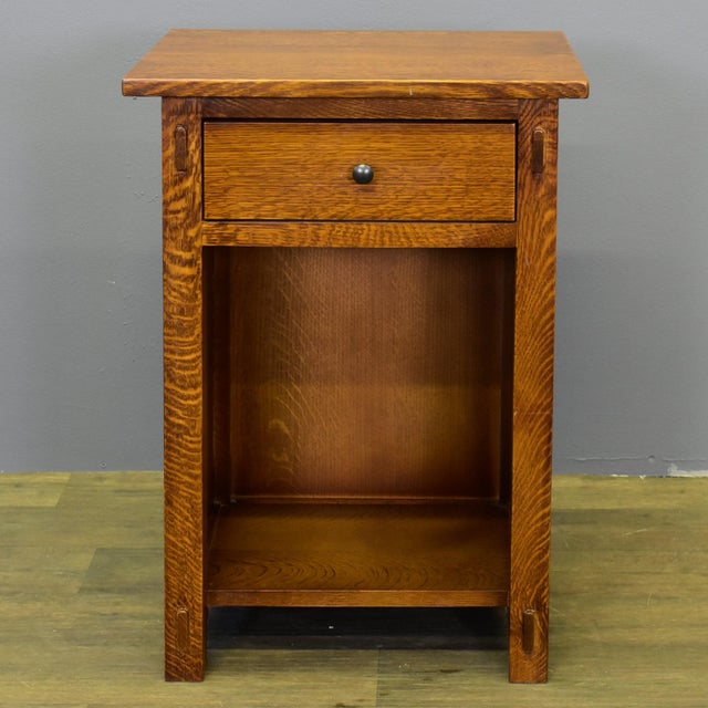 Mission Mission Solid Quarter Sawn Oak 1 Drawer End Table - Model A27 For Sale - Image 3 of 5