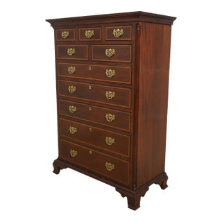 Stickley Banded Mahogany Chippendale High Chest For Sale