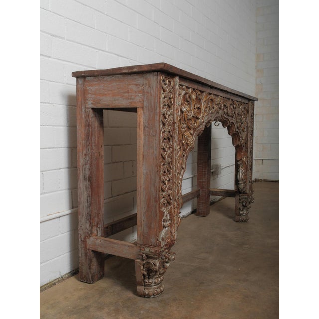 Late 20th Century Carved Wooden Console With Sculptural Floral Relief For Sale - Image 4 of 7