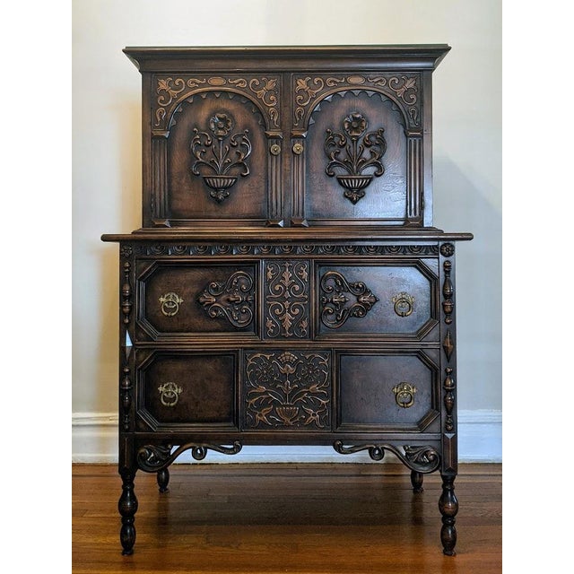 1920s Walnut Highboy Dresser by Empire Mfg. Co., Rockford, Illinois