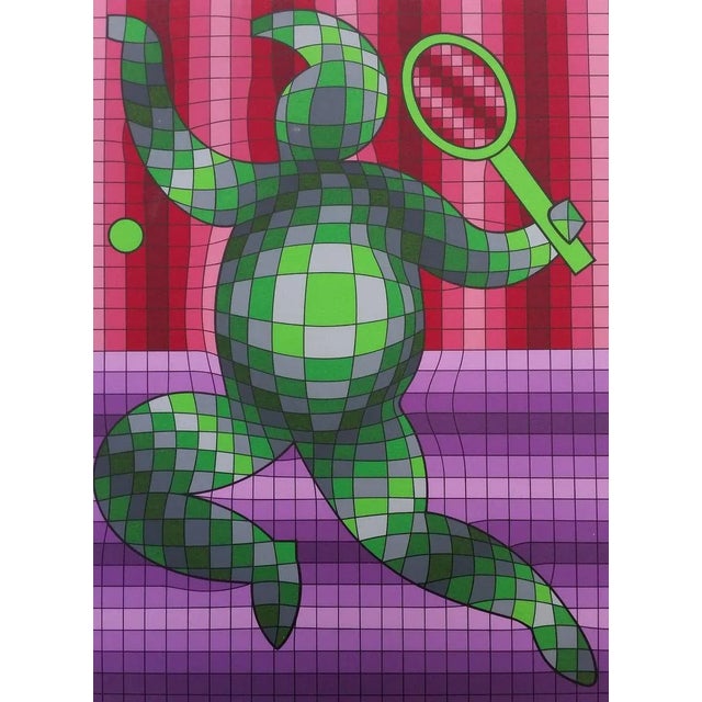 1970s Vasarely, Tennis Player, 1977, Screenprint For Sale - Image 5 of 5