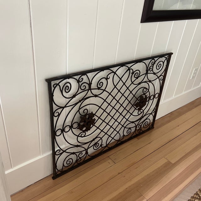 Metal Antique 19th Century French Neo Classical Style Iron Architectural Element With Rosettes For Sale - Image 7 of 10