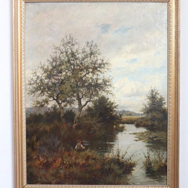 J. Paulman, River Landscape, Oil Painting on Canvas, Late 19th Century, Framed For Sale - Image 9 of 15