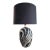 Vintage Mid Century Black + White Hand Painted/Glazed Pottery Table Lamp For Sale