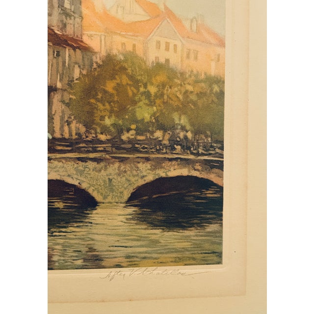 1930s color print on paper by Fenech artist V. Chatillon. Signed in the plate. Combined shipping available, please inquire.
