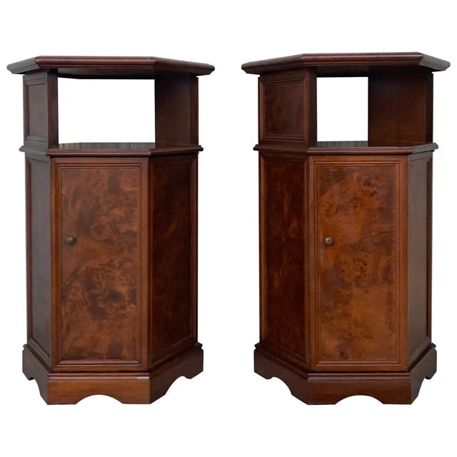 1900s Italian Hexagonal Pedestal Pilar Maple Cupboards End Tables - a Pair For Sale - Image 13 of 13