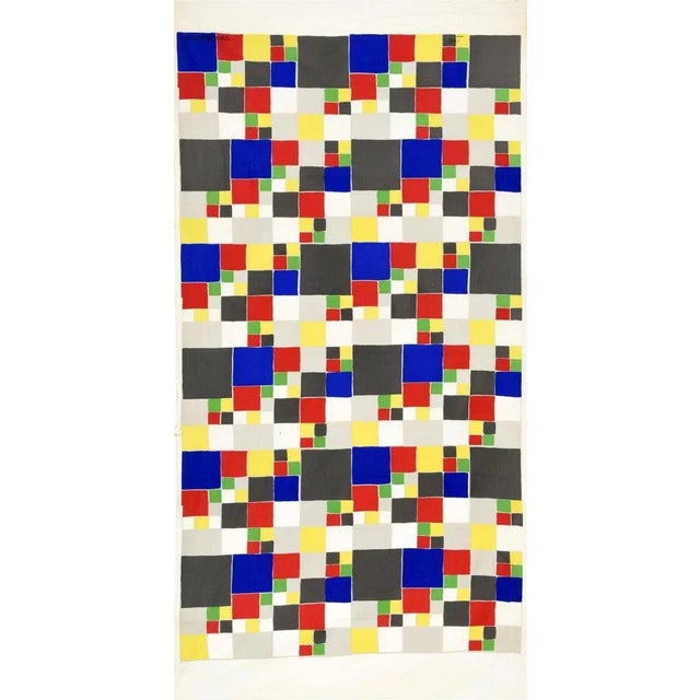 Sonia Delaunay, Polychrome de Carrés, 1970s, Screen Print on Fabric For Sale - Image 4 of 5