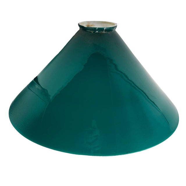 1920s 1920s Art Deco Banker/Poker Brass Hanging Ceiling Light W/ 10" Green Glass Shade For Sale - Image 5 of 13