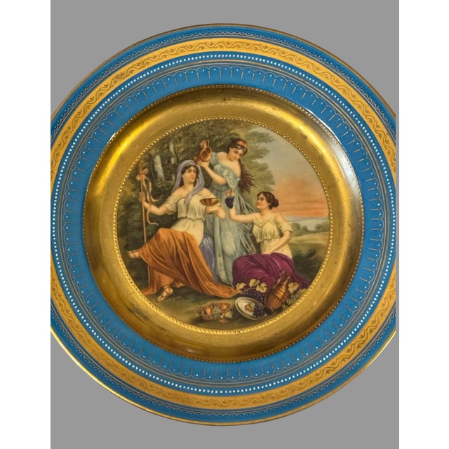 Early 20th Century Antique Victorian Royal Vienna Porcelain Gilt Decorated Scenic Plate Bachantes For Sale - Image 5 of 6
