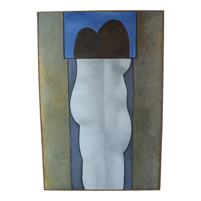 1960s Louis Bunce Abstract Oil & Graphite on Canvas For Sale