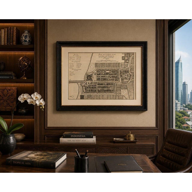 Black Antique Map of Batavia, Jakarta and Indonesia, 1750s For Sale - Image 8 of 9