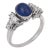 Vintage 2.63 Cabochon Cut Sapphire Diamond Platinum Ring, Size 7 For Sale