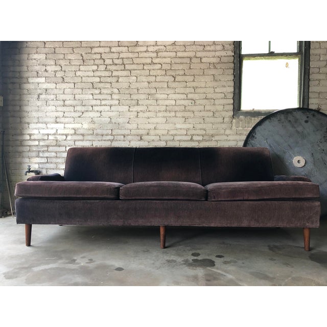 Beautiful Mid Century sofa from 1960s in the style of Jens Risom. Angled back support and large depth of bottom cushions...