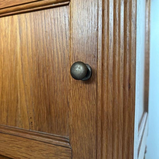 Brown Antique Oak Bedside Table with Marble Top, 1900s For Sale - Image 8 of 13