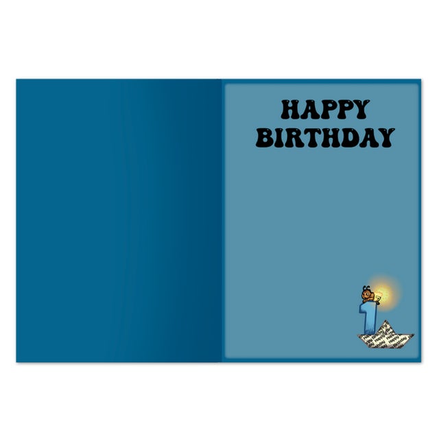 Illustration Boy's First Birthday Greeting Card, Gold Foil, Artist Signature Alieska & Jose For Sale - Image 3 of 5