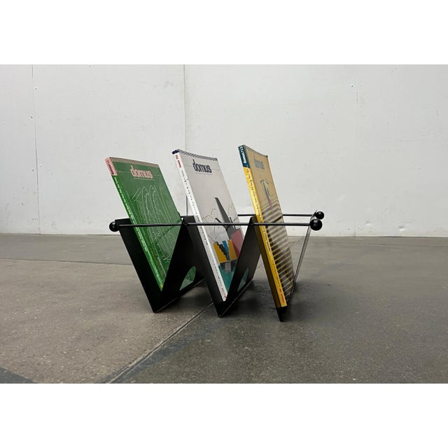 Italian Postmodern Metal Magazine Rack Holder, 1980s For Sale - Image 15 of 18