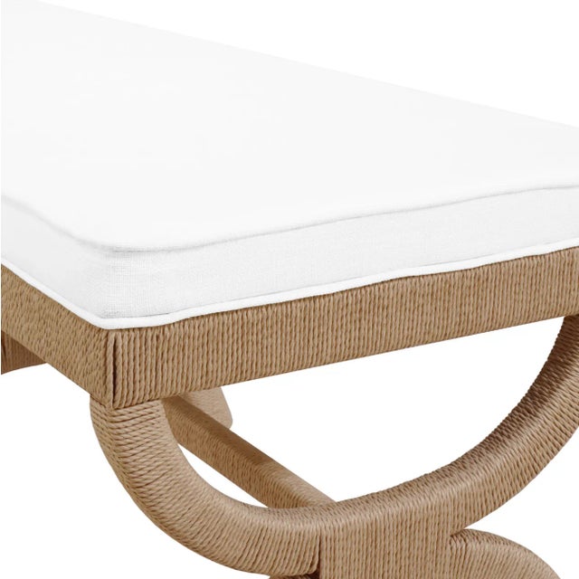 Matthew Izzo Home Xanadu Bench - Neo-Classical Natural Rope Bench With White Performance Linen Cushion For Sale In New York - Image 6 of 8