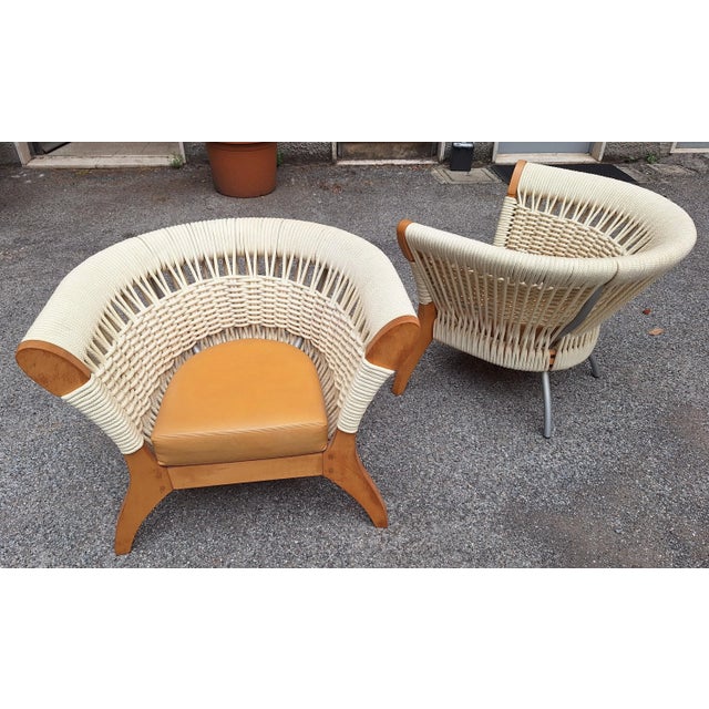 Driade Armchair in Light Wood and Cord from Driade, 1990s For Sale - Image 4 of 10