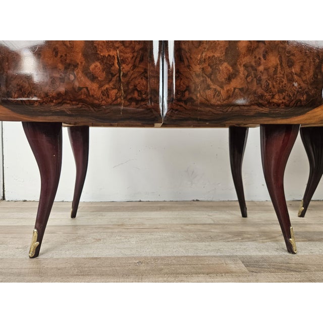 Mid-Century Mahogany Nightstands with Mirrored Top, 1950, Set of 2 For Sale - Image 14 of 16