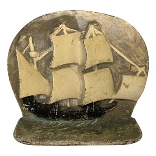 Vintage Cast Iron Galleon Ship Doorstop: A. A. Richardson 1927 For Sale