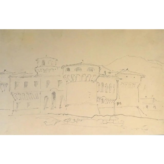 Chateau fort is an original pencil drawing on paper by Horace Vernet realized in XIX century. Certified by Paul Proutè....