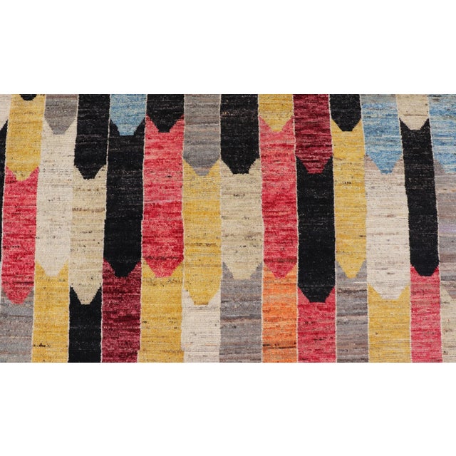 Textile Modern Rug in Art Deco Abstract Design With Multi Colors and Black Border 7'11 X 9'3 For Sale - Image 7 of 10
