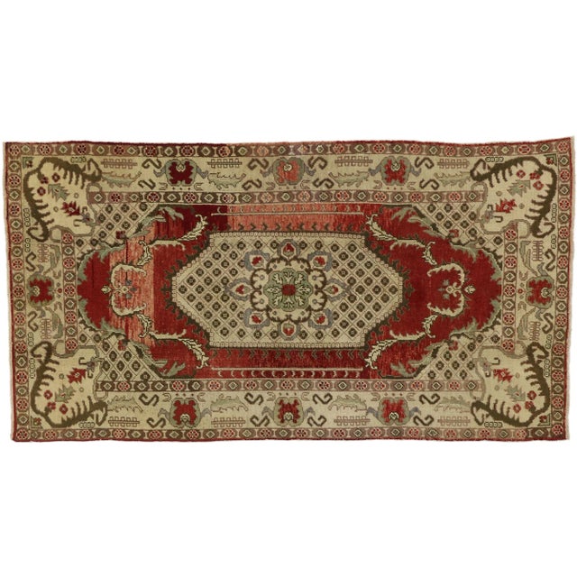 Mid 20th Century Vintage Turkish Oushak Gallery Rug - 04'09 X 09'00 For Sale - Image 5 of 6