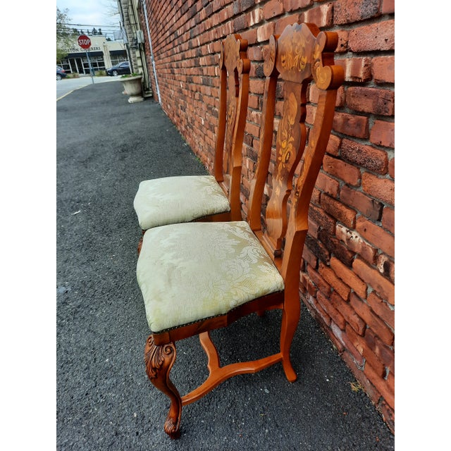 1970s Vintage Italian Marquetry Chairs - a Pair For Sale - Image 10 of 12