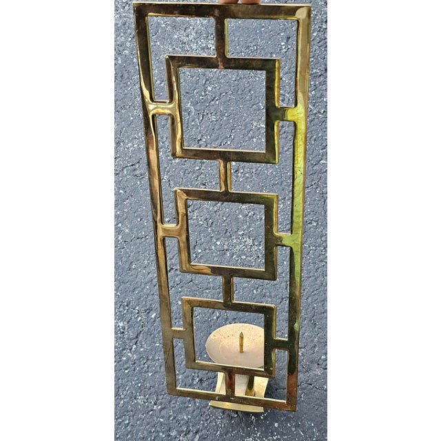 Pair of 20th Century Chinoiserie Brass Candles Sconces For Sale In Washington DC - Image 6 of 7