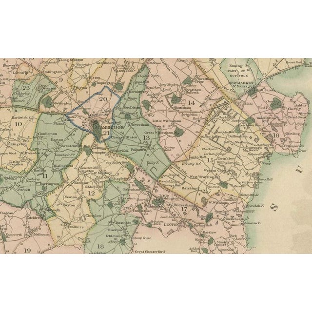 Antique Map of Cambridgeshire with Ely Cathedral by Greenwood, 1834 For Sale - Image 6 of 12