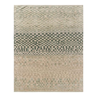 Rug & Kilim’s Moroccan Style Rug in Blue, Green and Beige Geometric Patterns For Sale