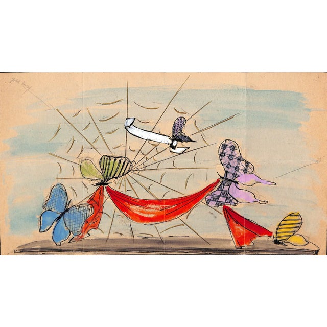 Mid-Century Modern Lanvin of Paris Original Circa 1950s Advertising Watercolor Artwork For Sale - Image 3 of 3