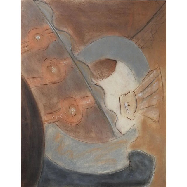 Contemporary Abstract Terra Cotta and Gray Pastel Painting For Sale - Image 3 of 3