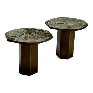 Philip and Kelvin LaVerne, Mid-Century Modern, Tao Side Tables, Bronze, 1960s