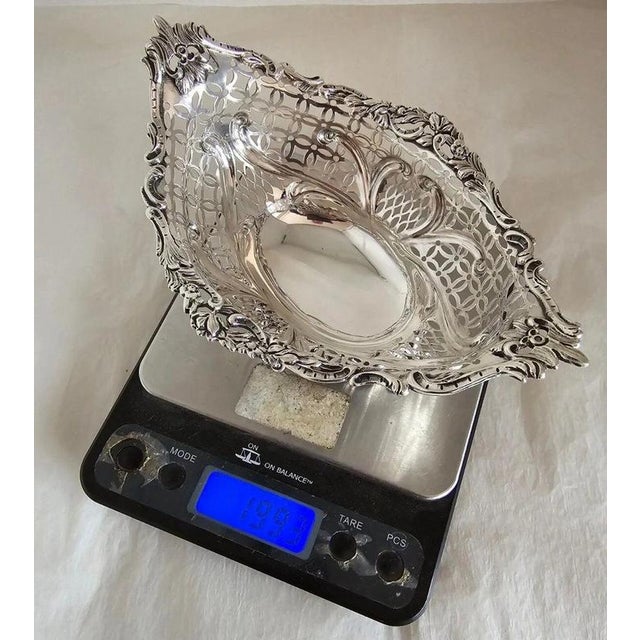 Antique Victorian Sterling Silver Navette Bon Bon Dish from William Comyns, 1889 For Sale - Image 18 of 18