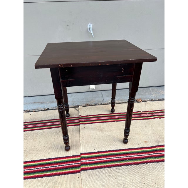 A Antique Pennsylvania Country Sheraton Farmhouse Work/Side Table Circa 1830’s For Sale - Image 12 of 12