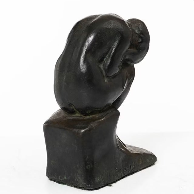 Swedish Sculptor Halvar Frisendahl (1889-1953) "Sorg". Sculpture in dark patinated bronze. Signed. Height 11 cm. Halvar...