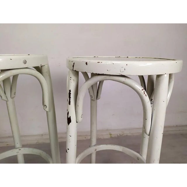 Wood Set of Wooden Bistro Stools, 1930s For Sale - Image 7 of 11