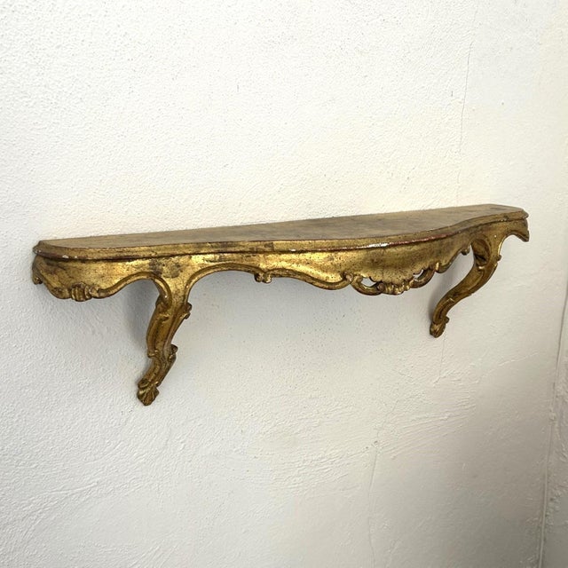 Rococo Italian Giltwood Demilune Shelf For Sale - Image 3 of 7