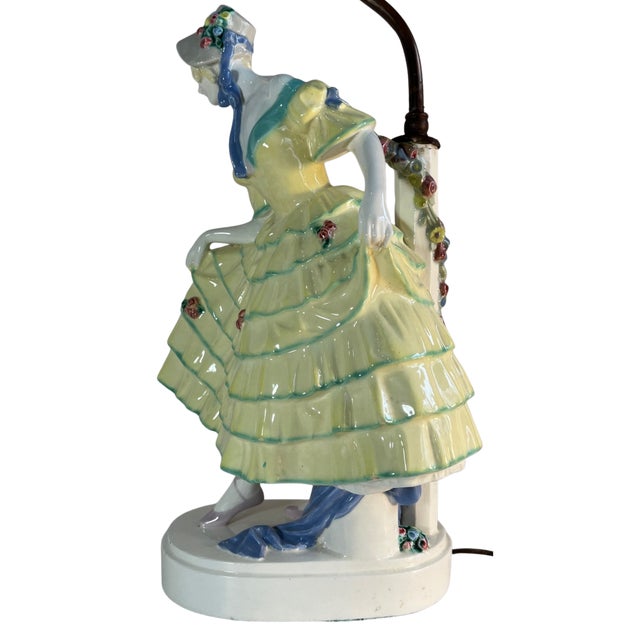 Antique Keramos Figural Porcelain Lamp by Padany For Sale - Image 9 of 18