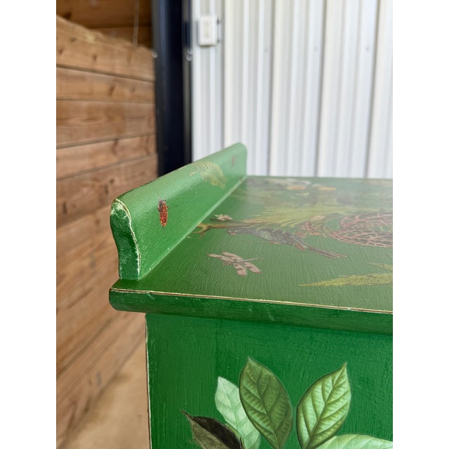Mid 20th Century Vintage Custom Painted Tropical Leopard Cabinet With Lion Pull For Sale - Image 5 of 12