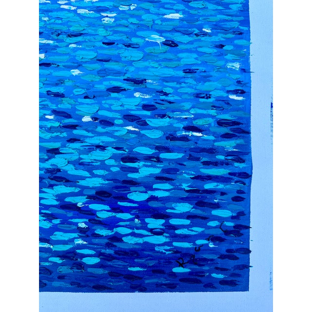 2020s Seascape Shimmering Water — Original Oil Painting, Unstretched, by Ryan C. For Sale - Image 5 of 9
