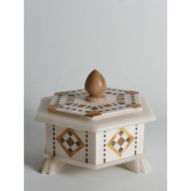 Italian Pietra Dura and Alabaster Inlay Hexagonal Box For Sale - Image 15 of 18