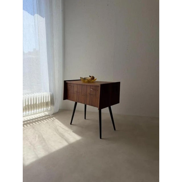 Mid-Century Drop-Front Chest in Walnut with Brass Handles For Sale - Image 16 of 16